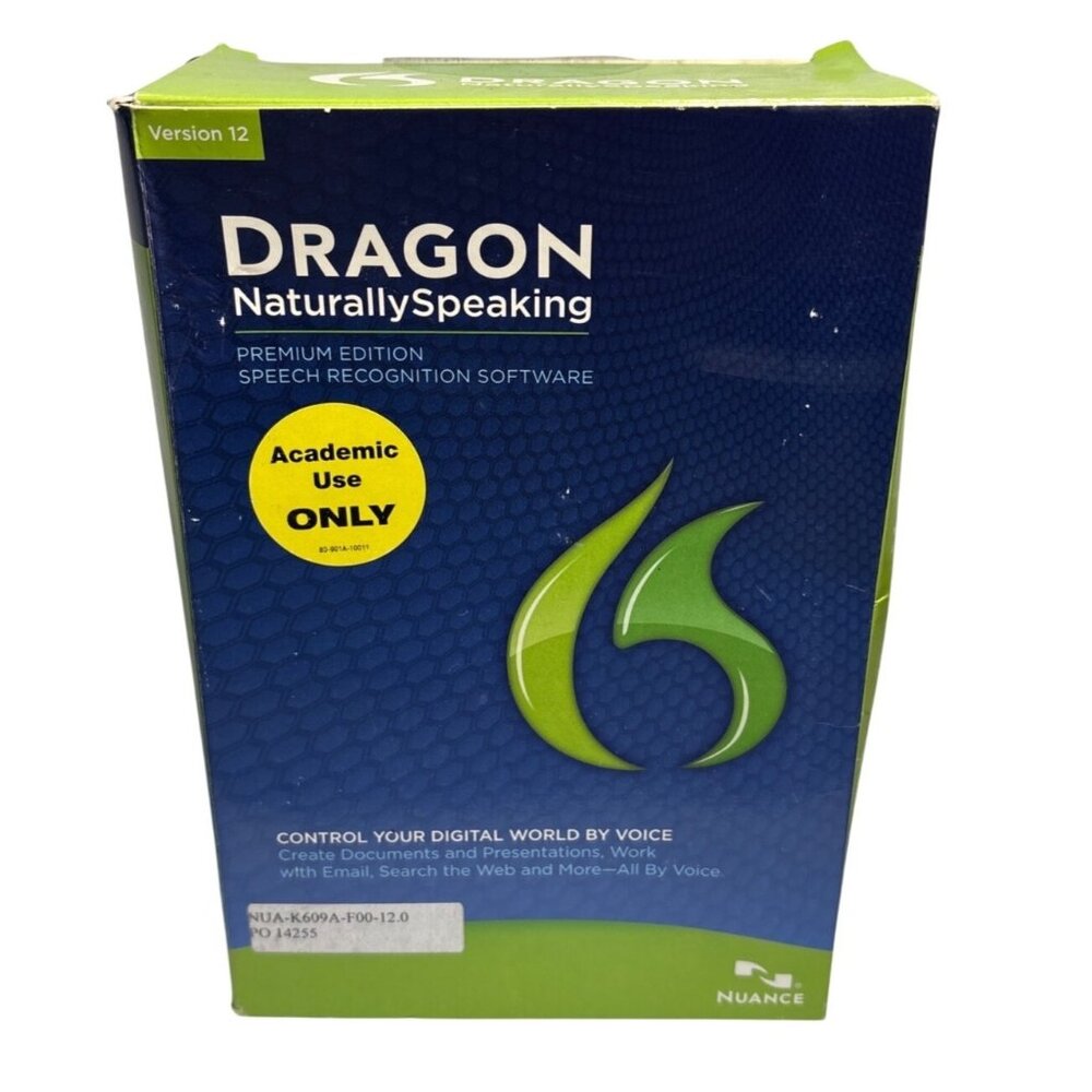 Dragon Naturally Speaking Premium 12 DVD Speech Recognition Software Microphone